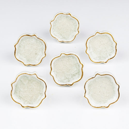 Cream and Gold Ceramic Drawer Knob