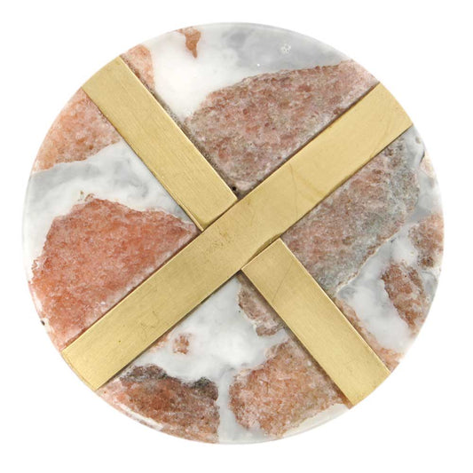 Marble and Brass Cross Drawer Knob