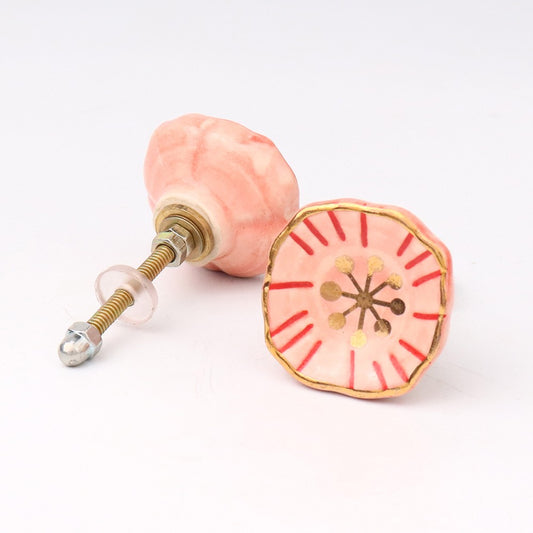 Pink Gold Flower Knob