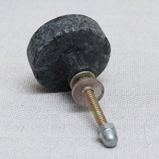 Round Grey Marble and Wood Drawer Knob