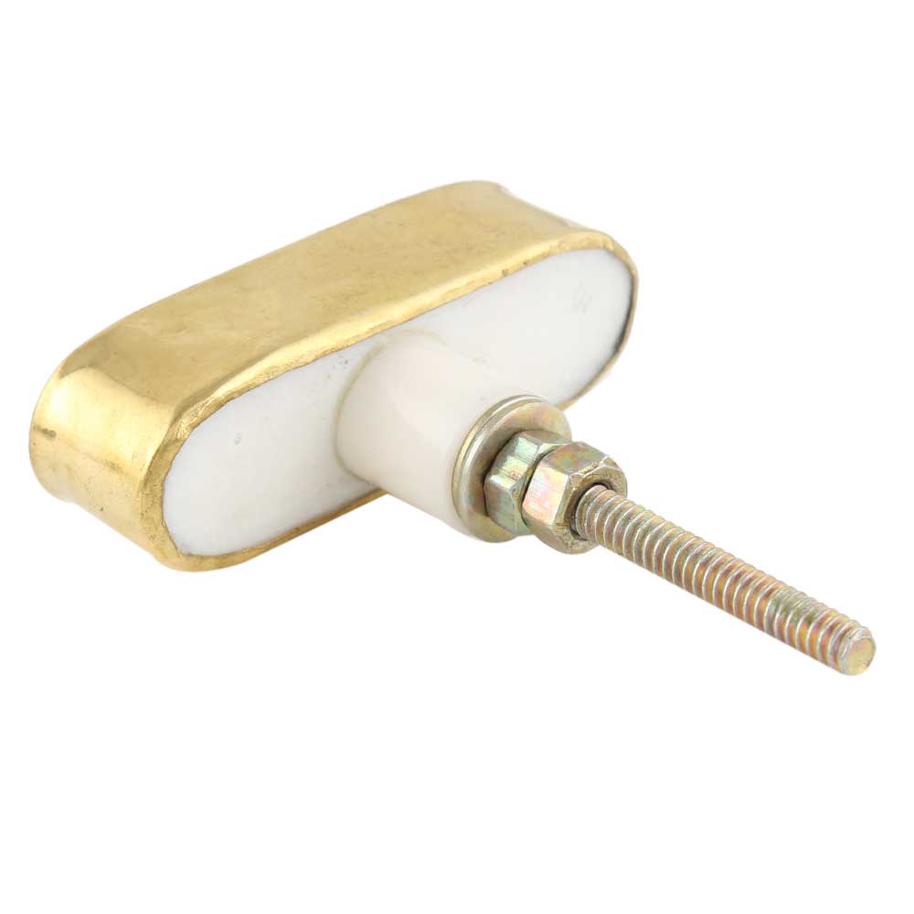 White Stone Oblong Drawer Knob