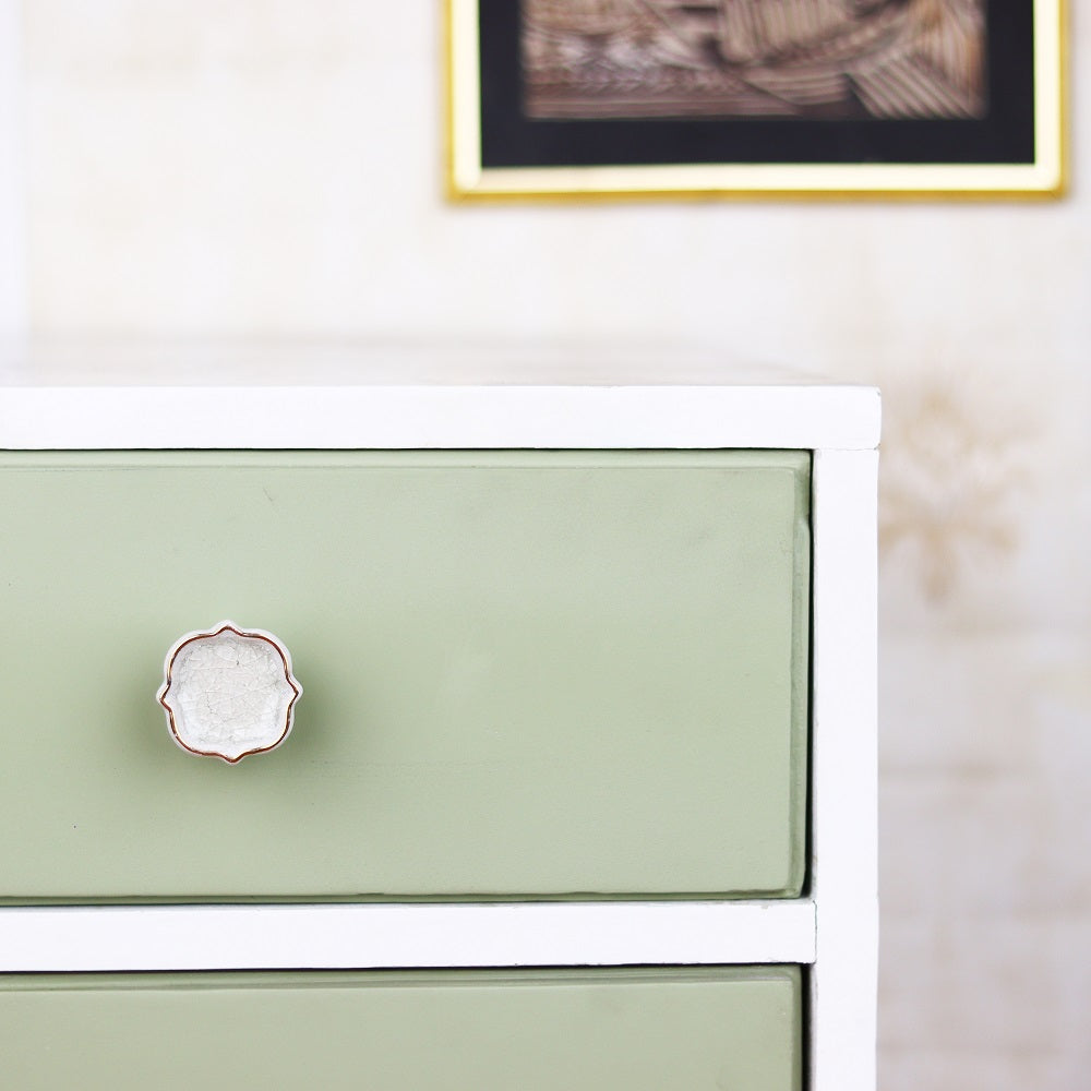 Cream and Gold Ceramic Drawer Knob