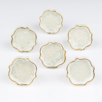 Cream and Gold Ceramic Drawer Knob