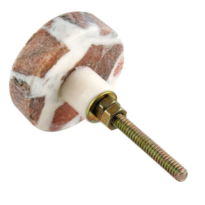 Marble and Brass Cross Drawer Knob