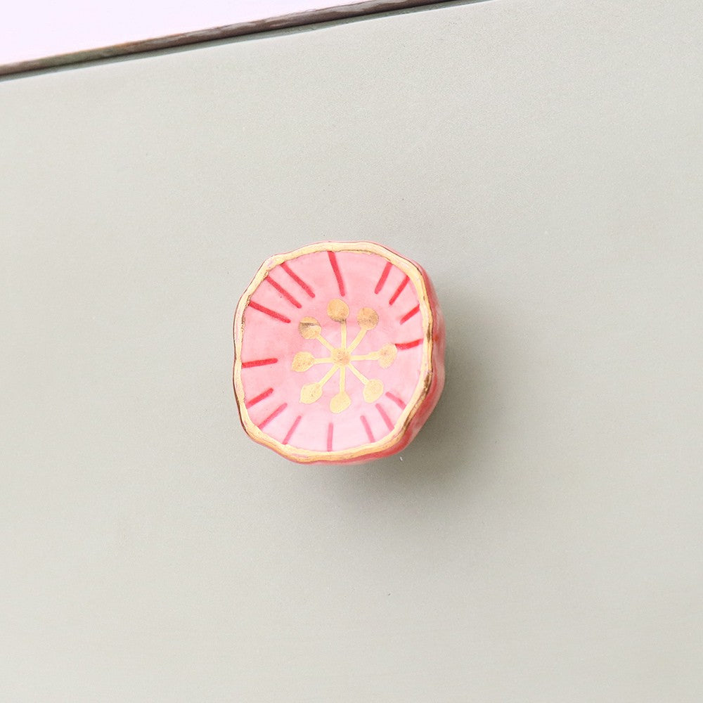 Pink Gold Flower Knob