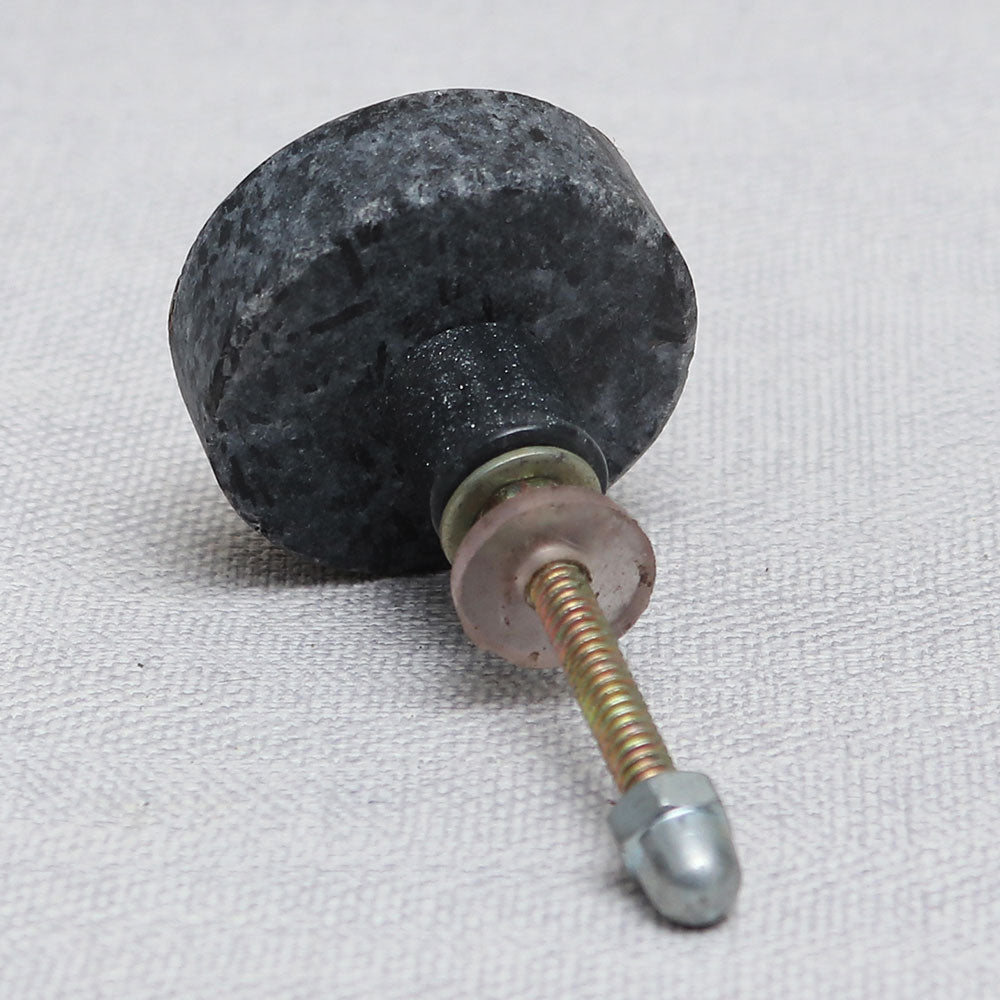 Round Grey Marble and Wood Drawer Knob