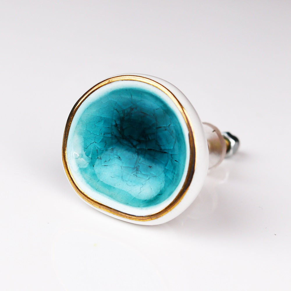 Sea Green Brass Ceramic Drawer Knob