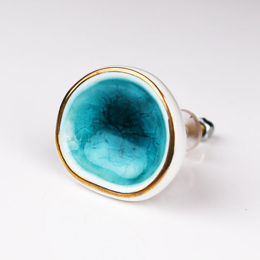 Sea Green Brass Ceramic Drawer Knob