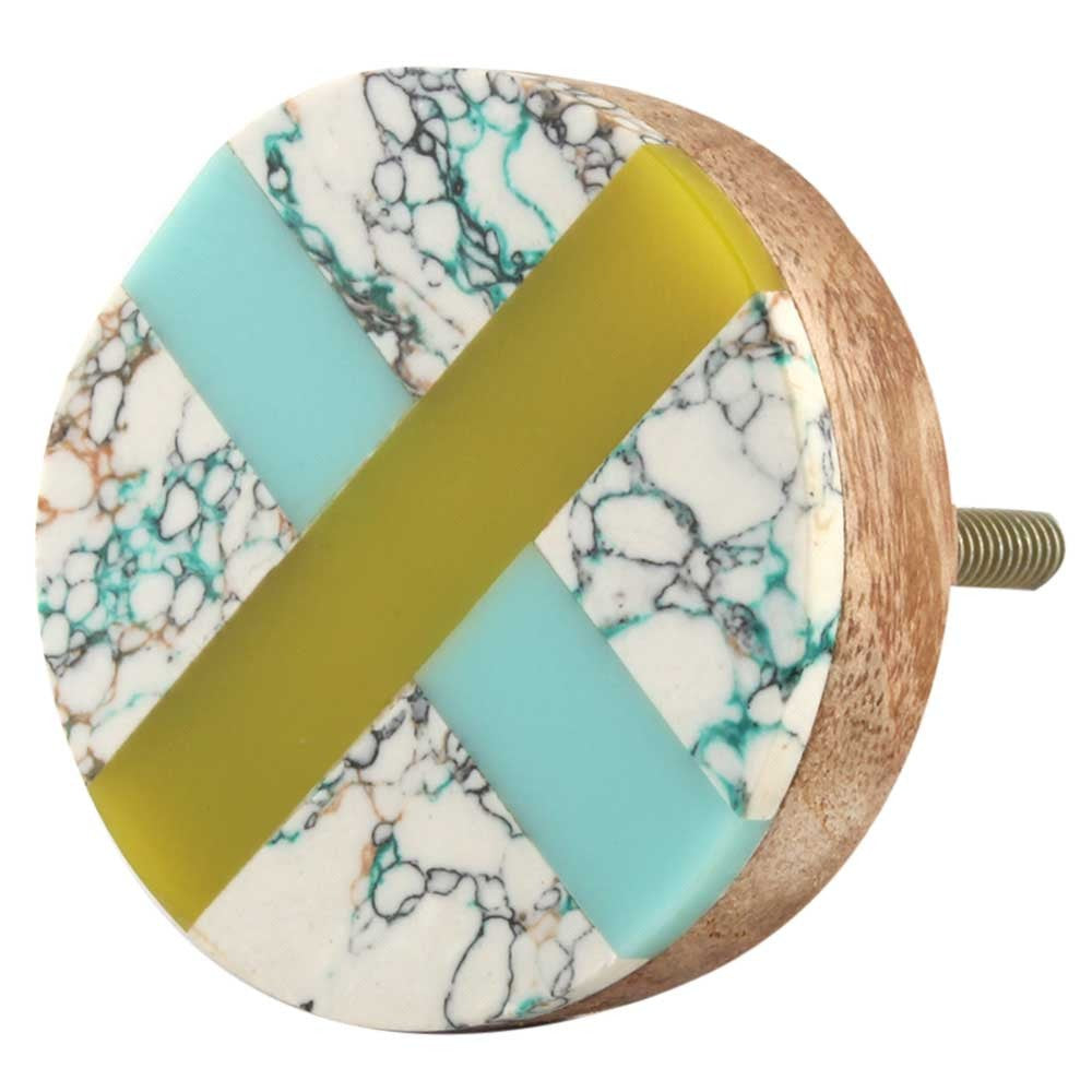 Turquoise and Wood Knob
