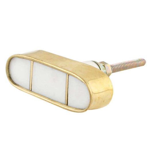 White Stone Oblong Drawer Knob